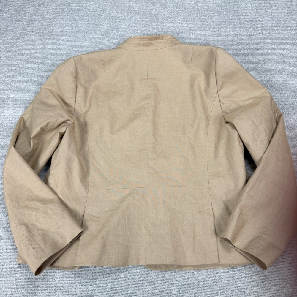 Talbots Petites Blazer Jacket Tan Khaki Cotton Blend 12P Single Button PH95 - Picture 2 of 14
